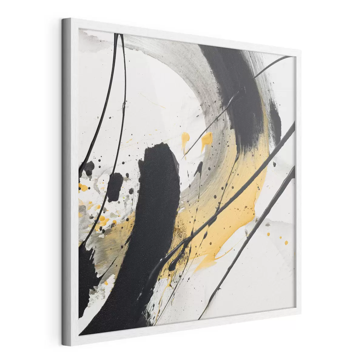 Poster Zwart-gele expressie in schilderstijl f45847