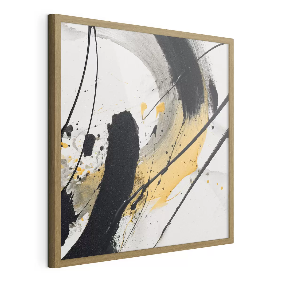 Poster Zwart-gele expressie in schilderstijl f45847