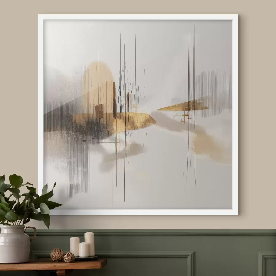 Fotobehang Rustige kust in minimalistische grafische stijl f45849