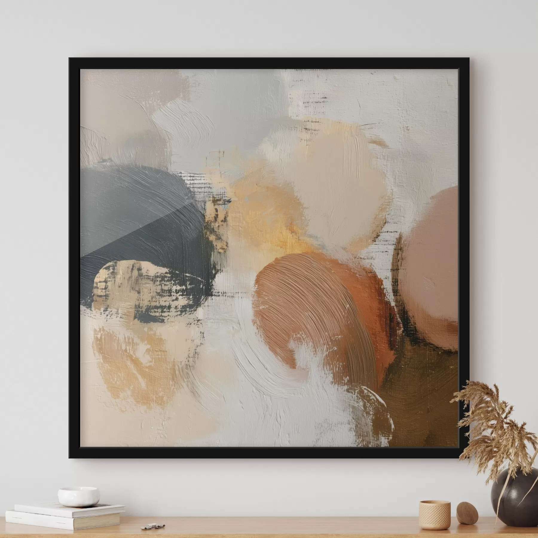 Fotobehang Getextureerde abstractie met beige en grijstinten f45863