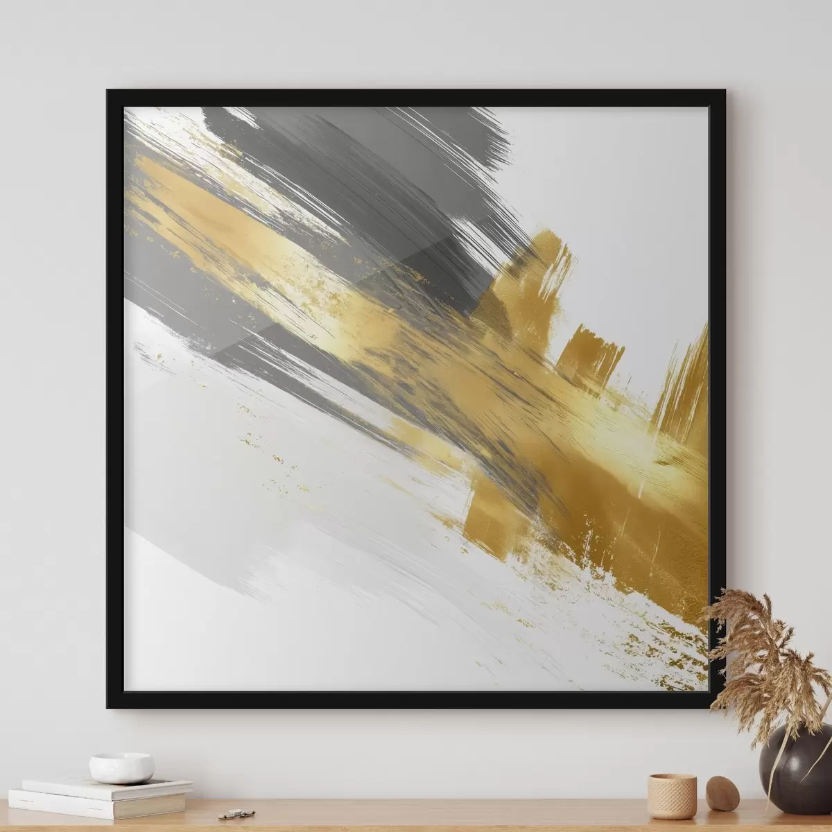 Poster Moderne kunst met elementen van snelle penseelstreken f45865