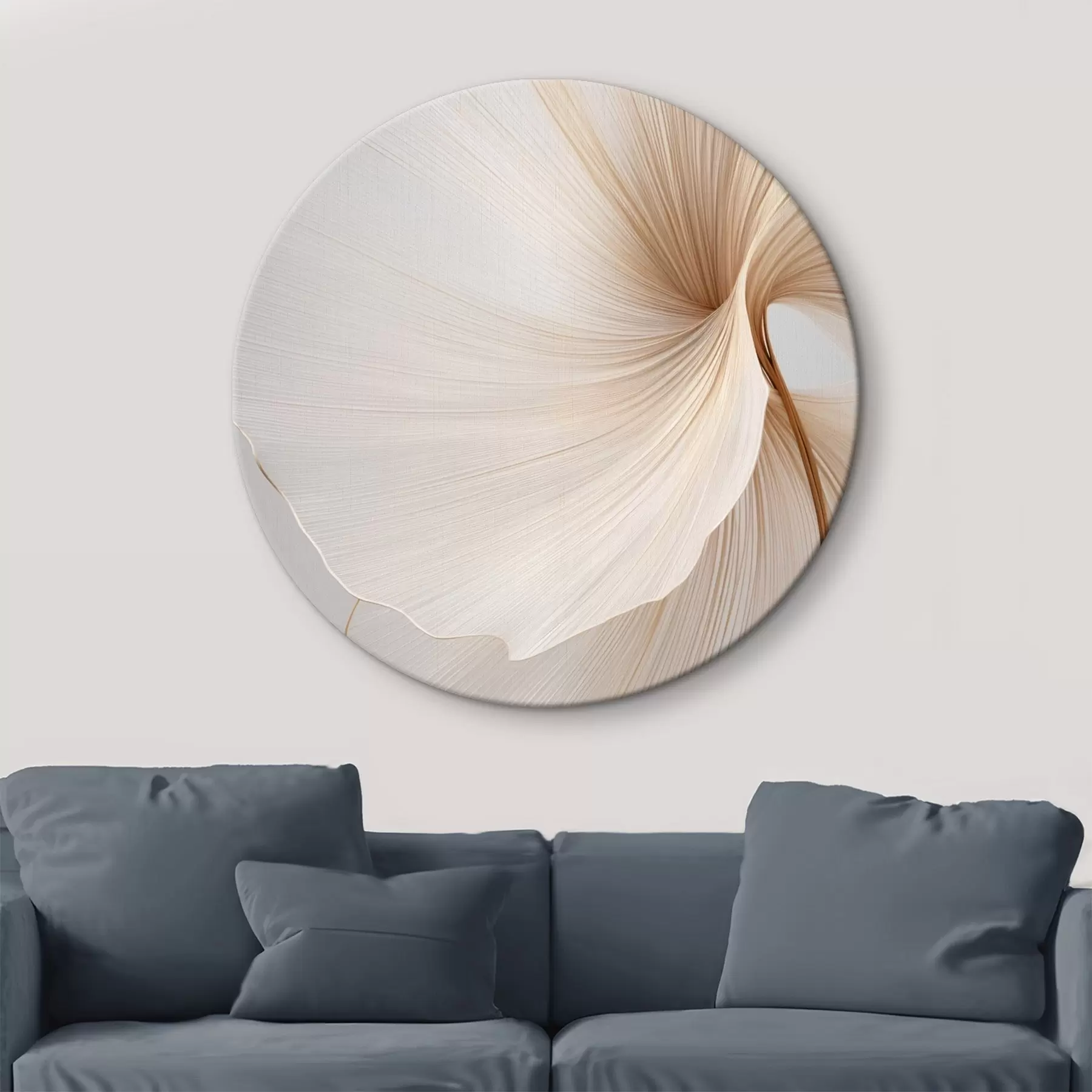  Schilderijen Abstracte bloemen met dunne, delicate bloemblaadjes in witte en beige tinten r45922