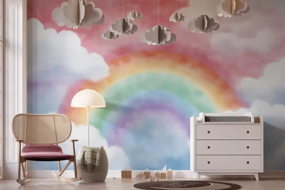 Fotobehang Regenboog in wolken w04644