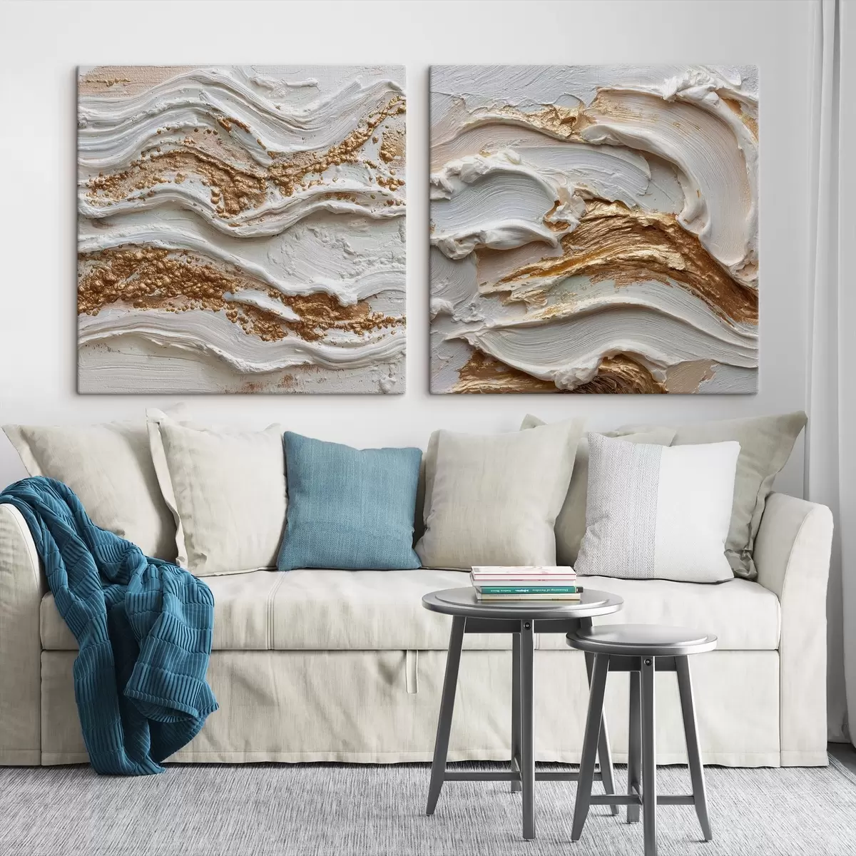  Schilderijen Volumetrische abstractie met witte en gele streken m00742