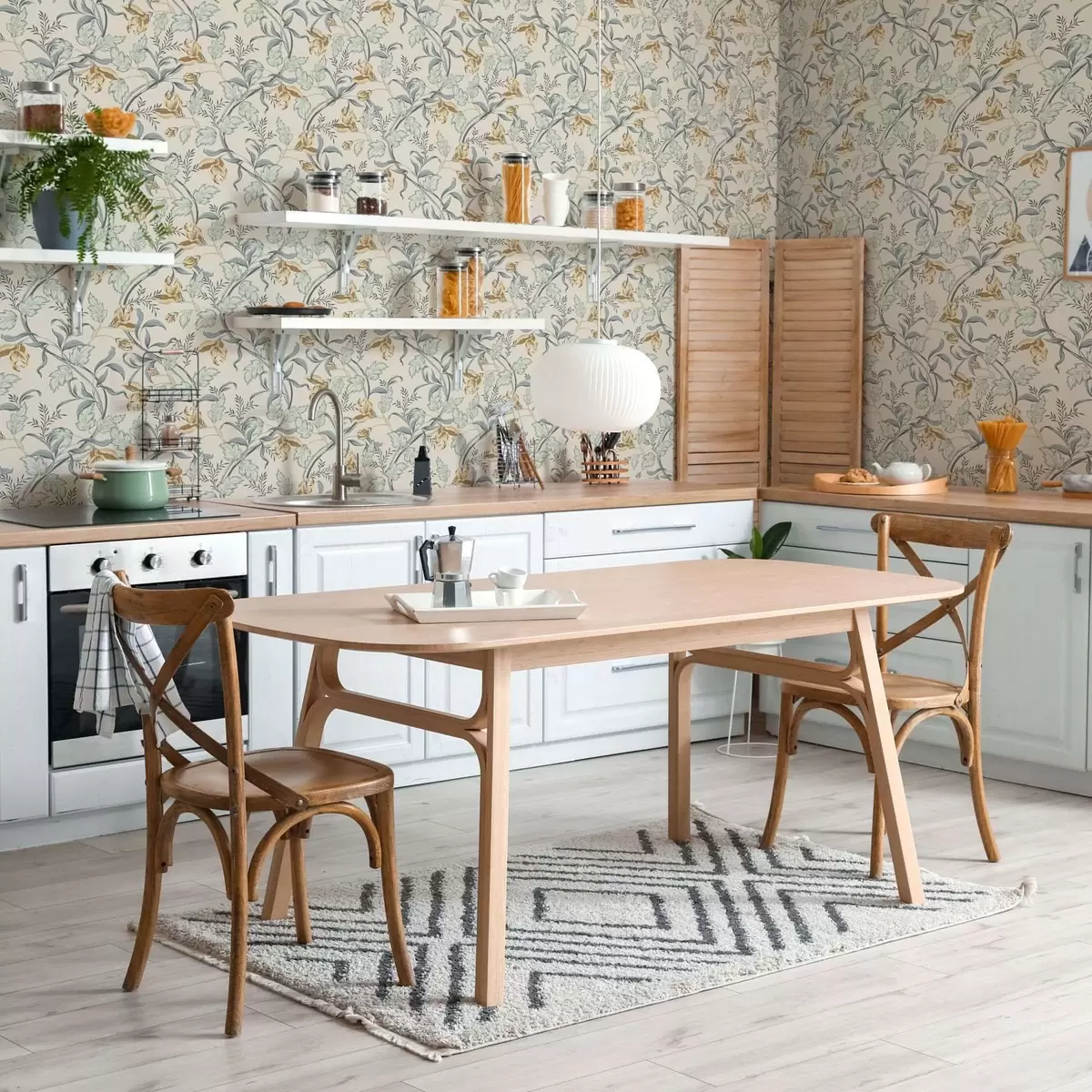 Behang Vintage bloemen met blauw blad op een crèmekleurige achtergrond a00717