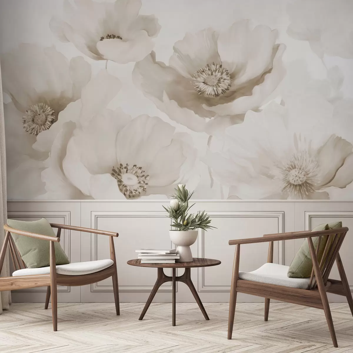 Fotobehang Klaprozen  beige tinten w04656v1