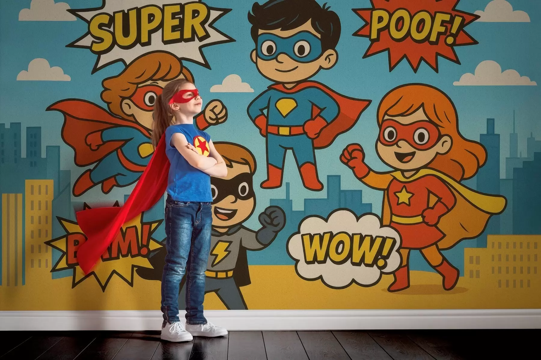 Fotobehang grappige superhelden in stripboekstijl w04625