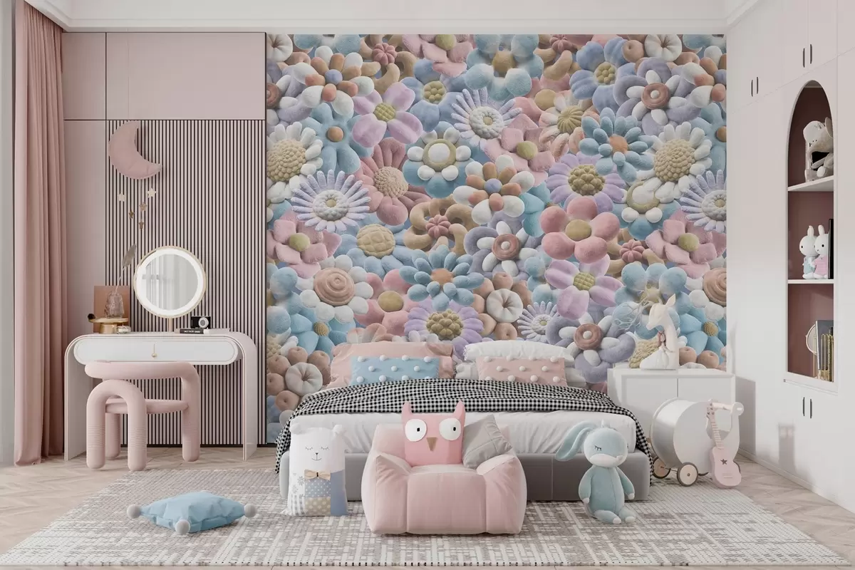 Fotobehang pluizige bloemen in pastelkleuren w04626v1
