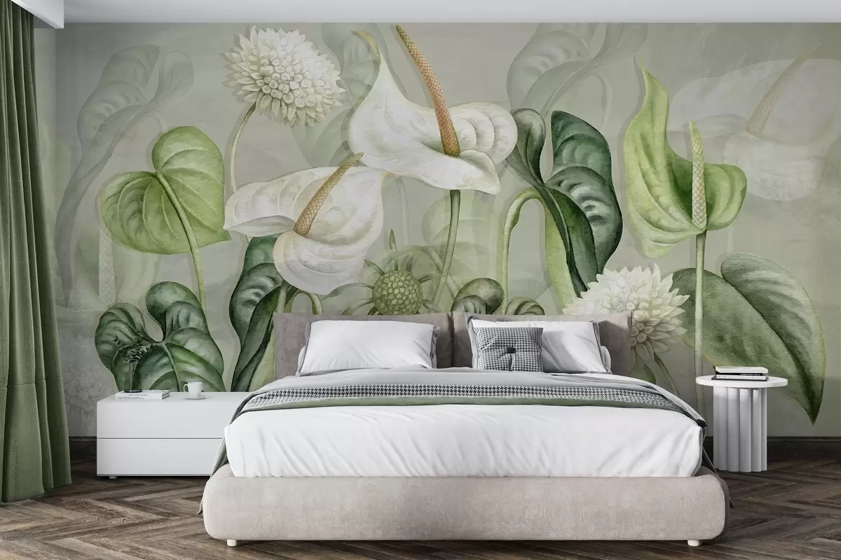Fotobehang Planten aan de muur w04669