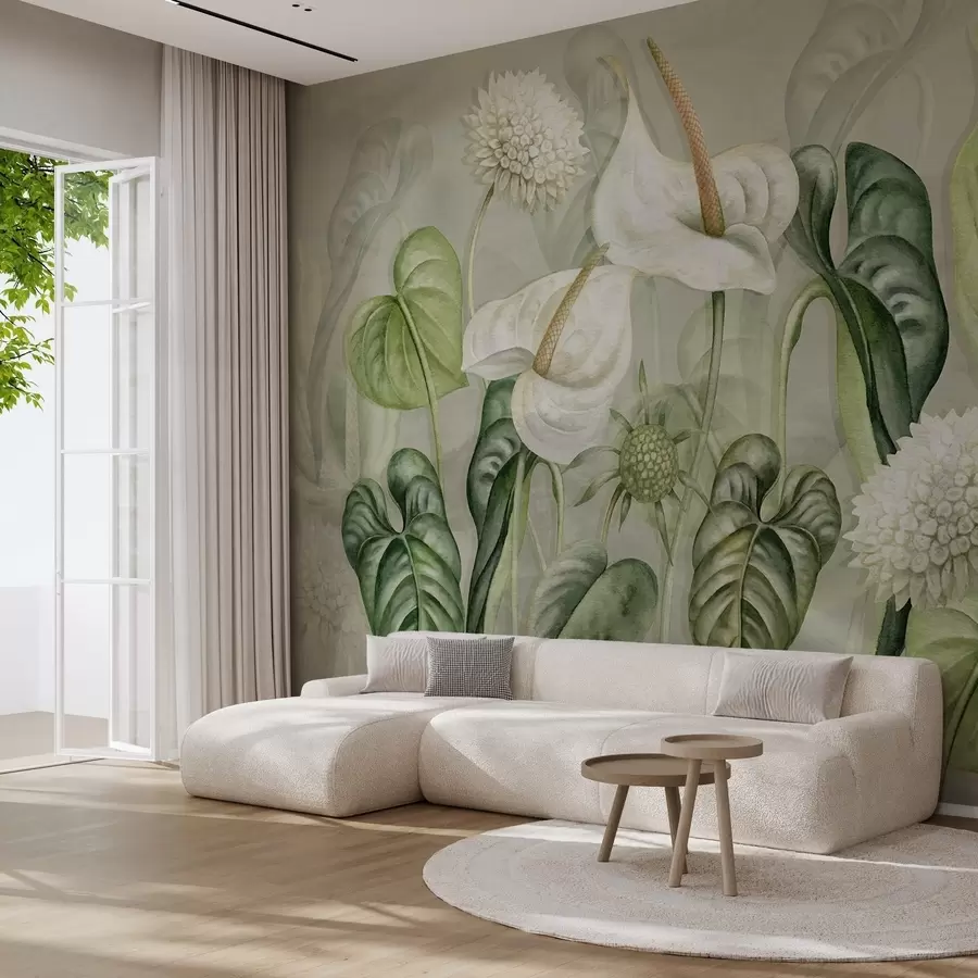 Fotobehang Planten aan de muur w04669