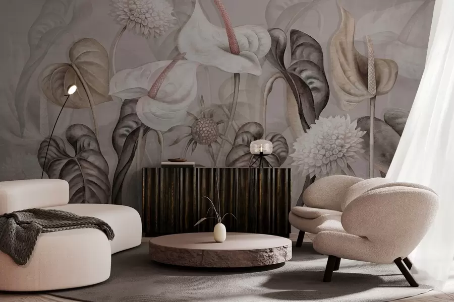 Fotobehang Planten aan de muur w04669v1