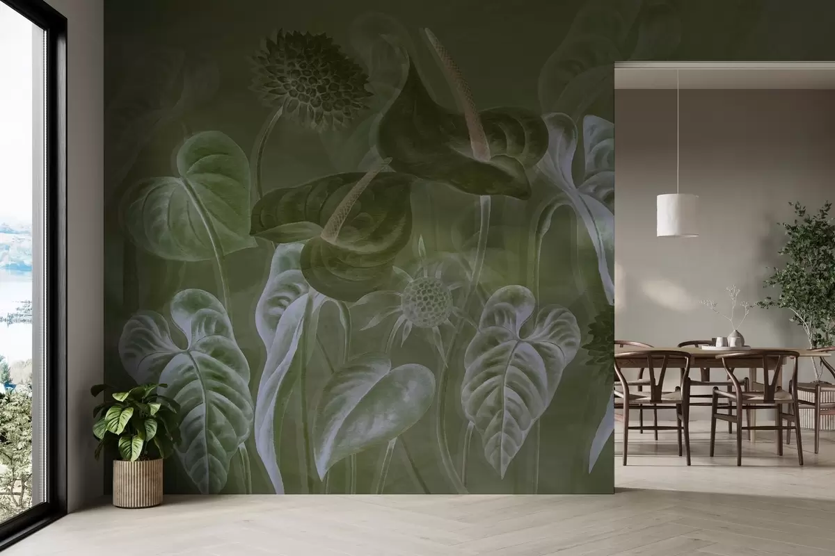 Fotobehang Planten aan de muur w04669v2