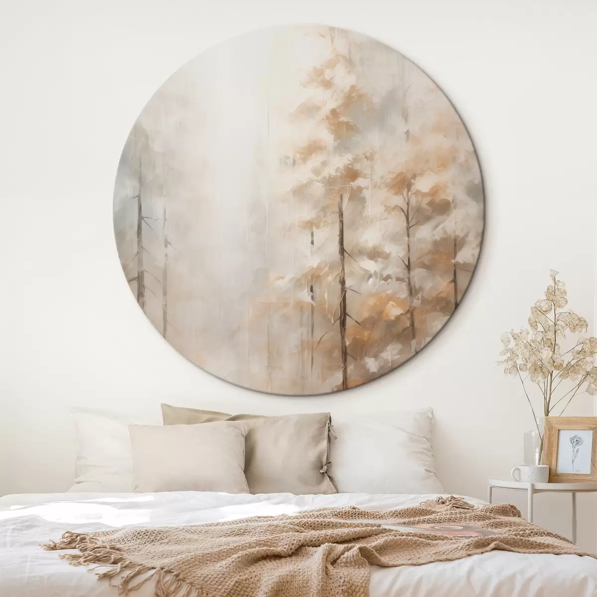 Ronde schilderijen Bomen in het bos imitatie van schilderij r46123