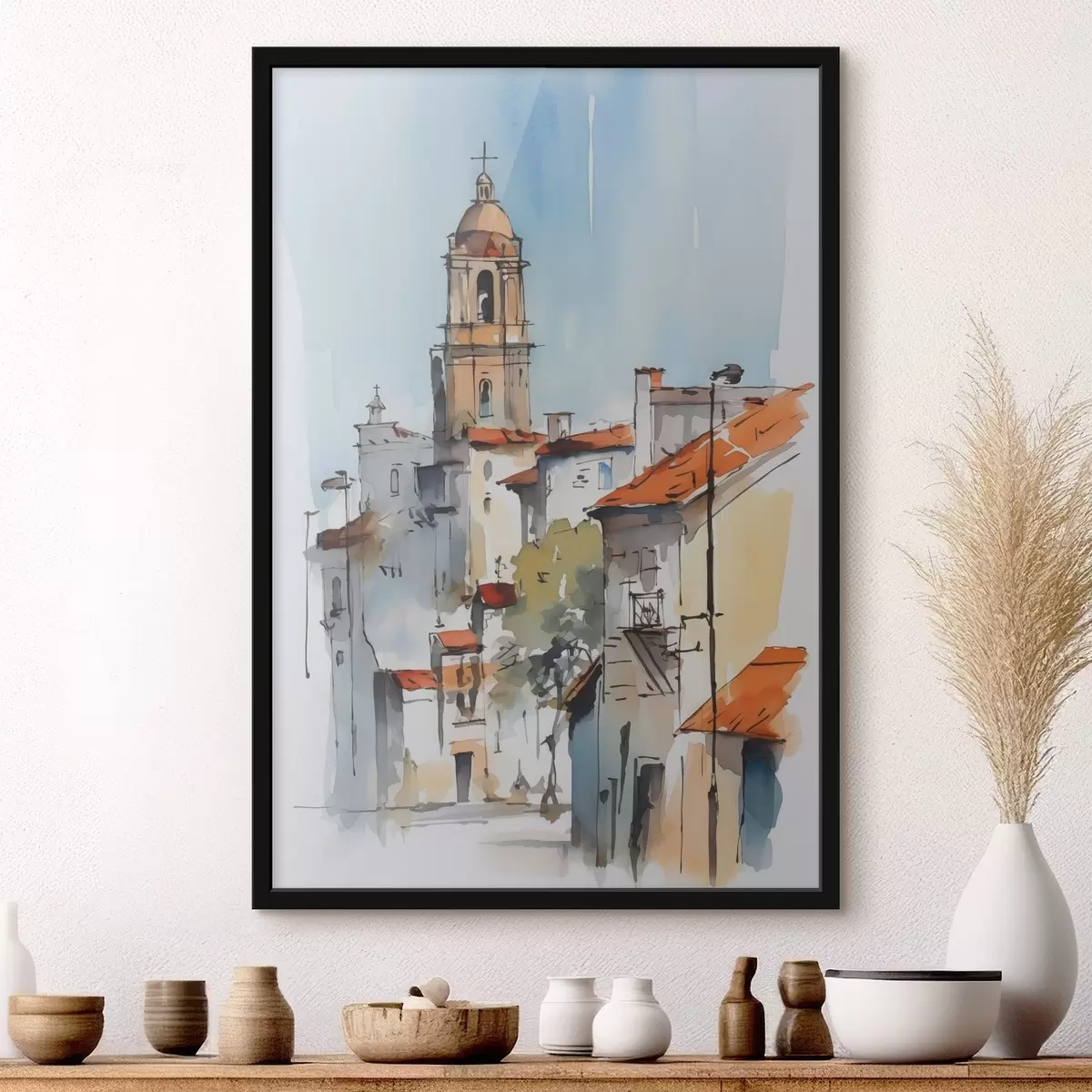 Poster Stadsgezicht imitatie aquarel f46120
