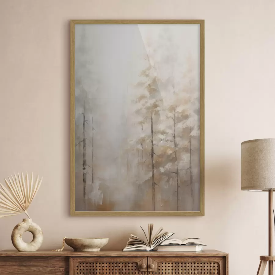 Fotobehang Bomen in het bos imitatie van schilderij f46123