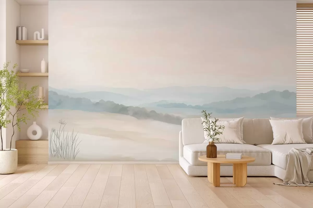 Fotobehang licht minimalistisch landschap in de stijl van schilderkunst w04624