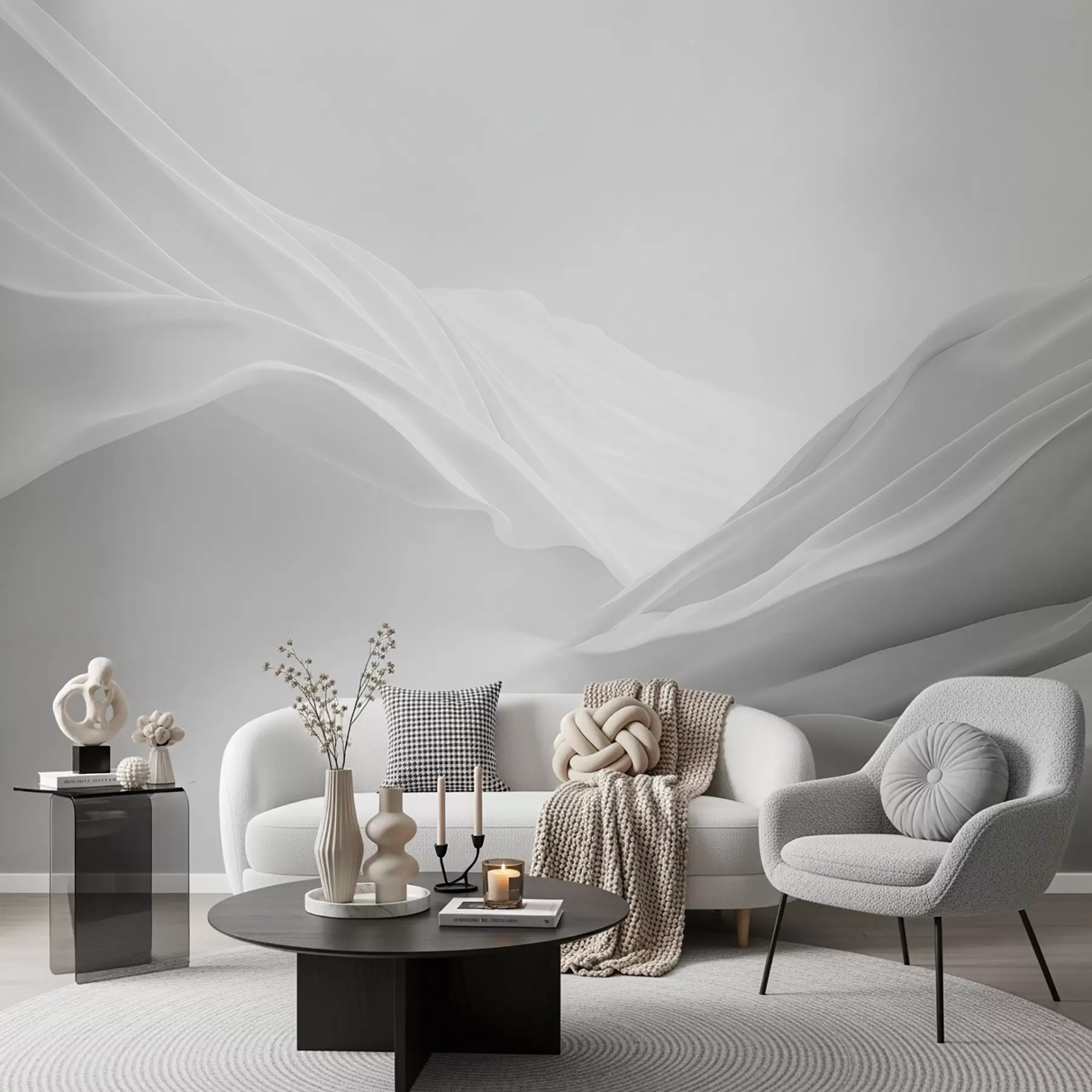 Fotobehang Grijze bergtoppen in abstracte vorm w09434