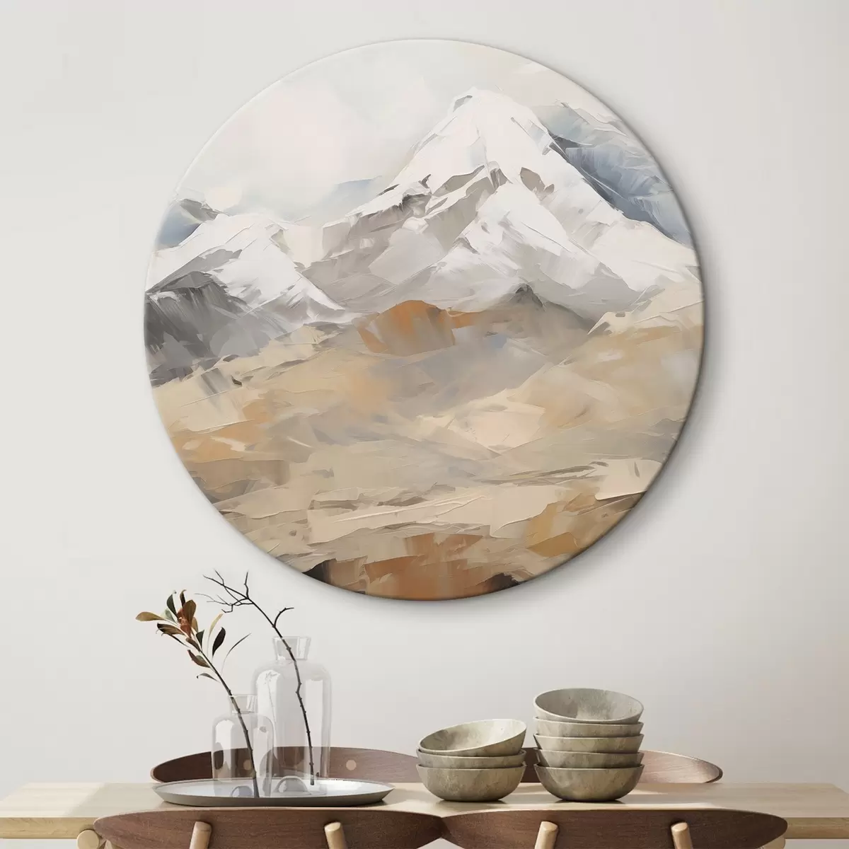 Ronde schilderijen Bergimitatie schilderij r46193
