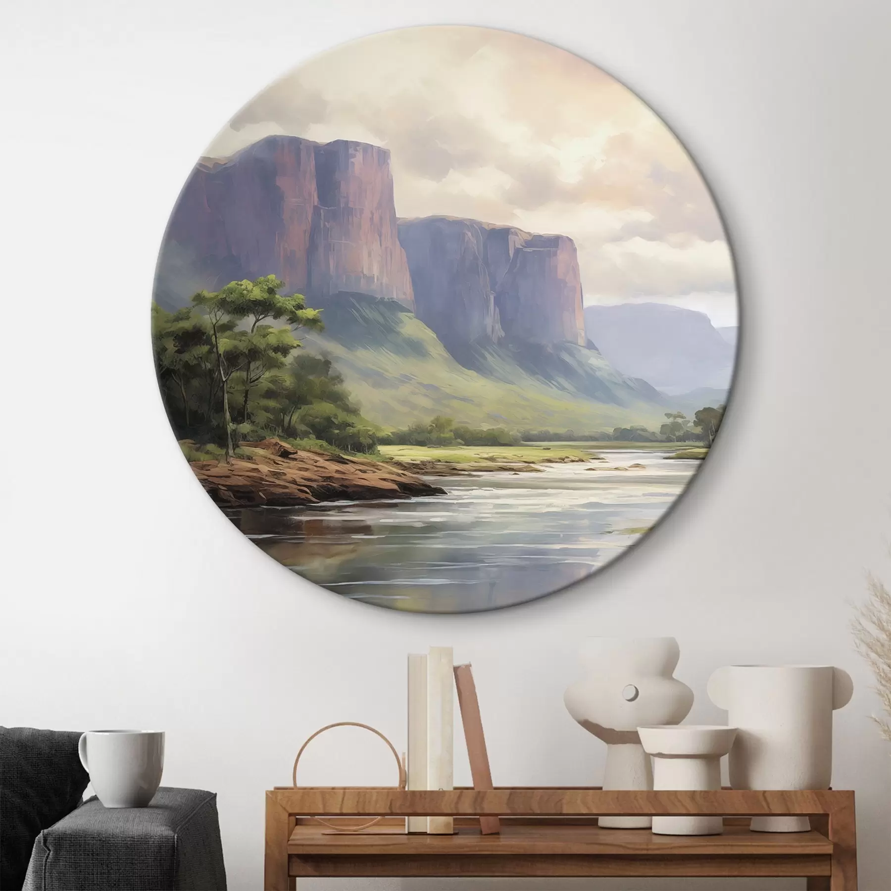  Schilderijen Park met uitzicht op de bergen r46194