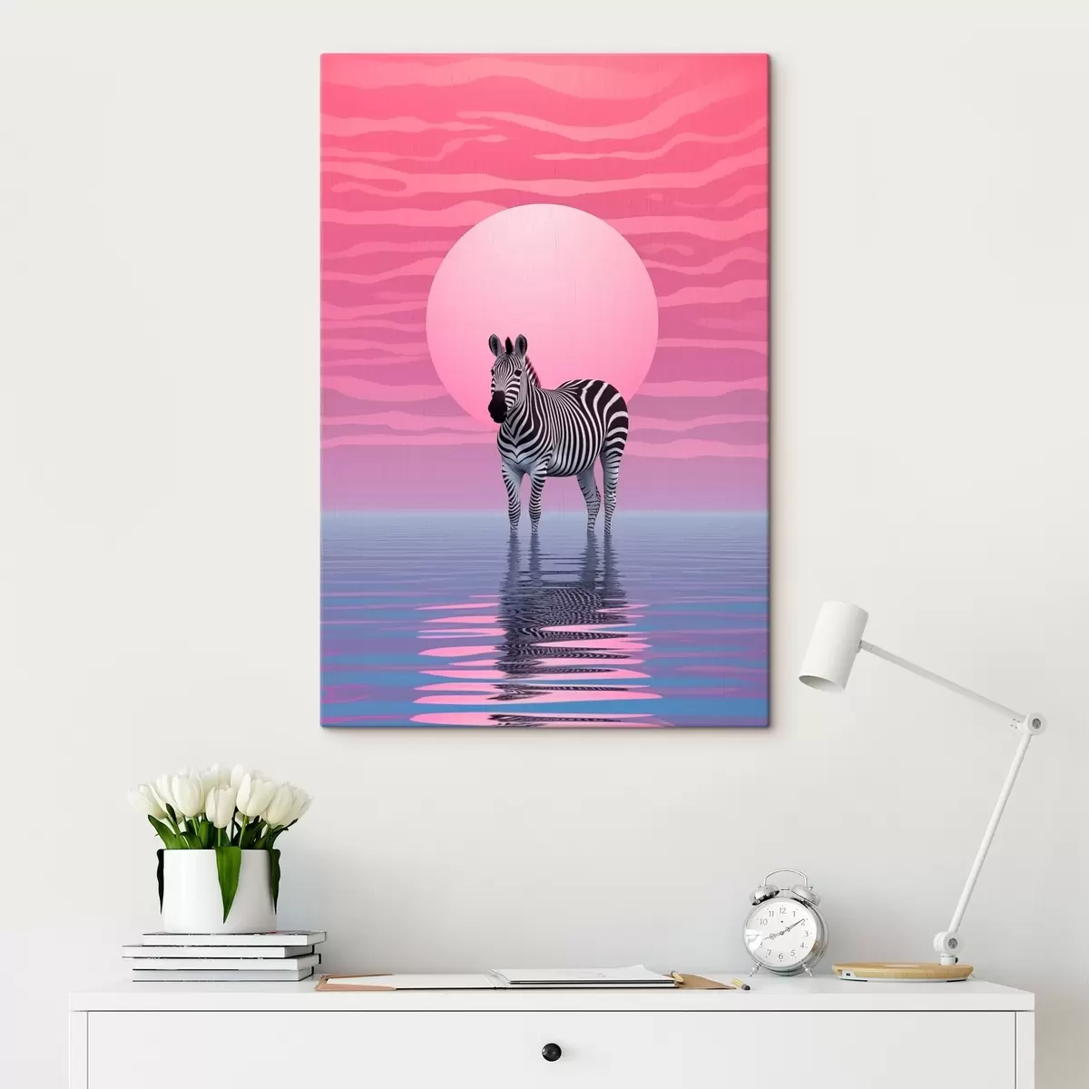  Schilderijen Zebra bij zonsondergang s46230