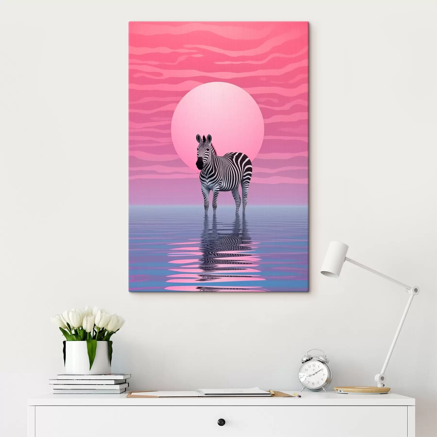  Schilderijen Zebra bij zonsondergang s46230