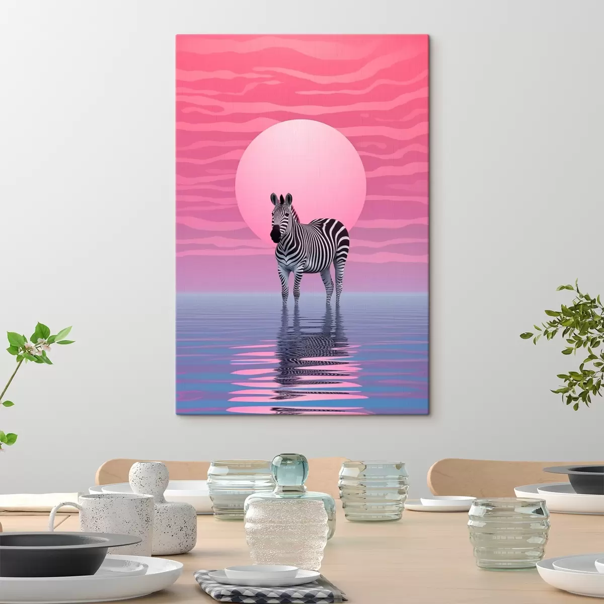  Schilderijen Zebra bij zonsondergang s46230
