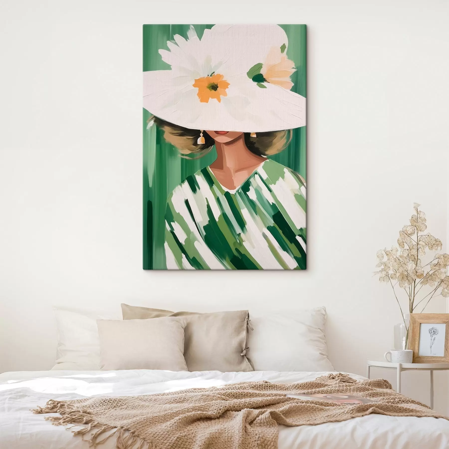  Schilderijen Vrouw met hoed en bloemen s46240