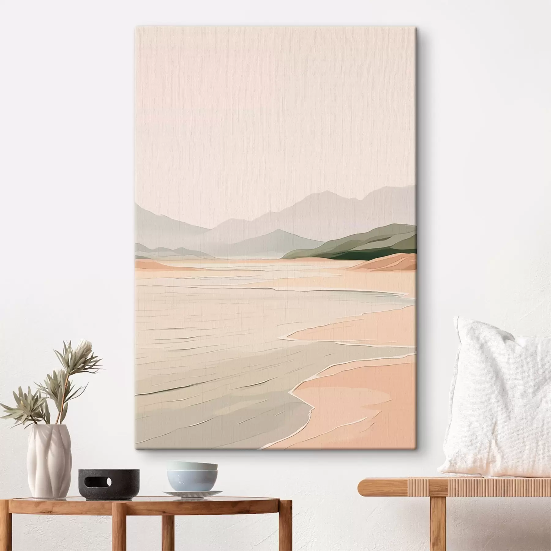  Schilderijen Minimalistisch landschap met bergen en kust s46248