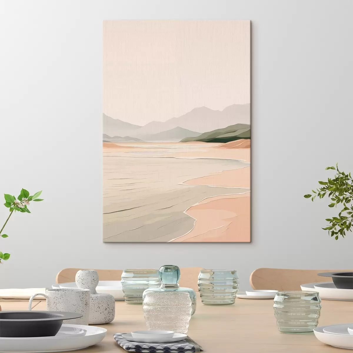  Schilderijen Minimalistisch landschap met bergen en kust s46248