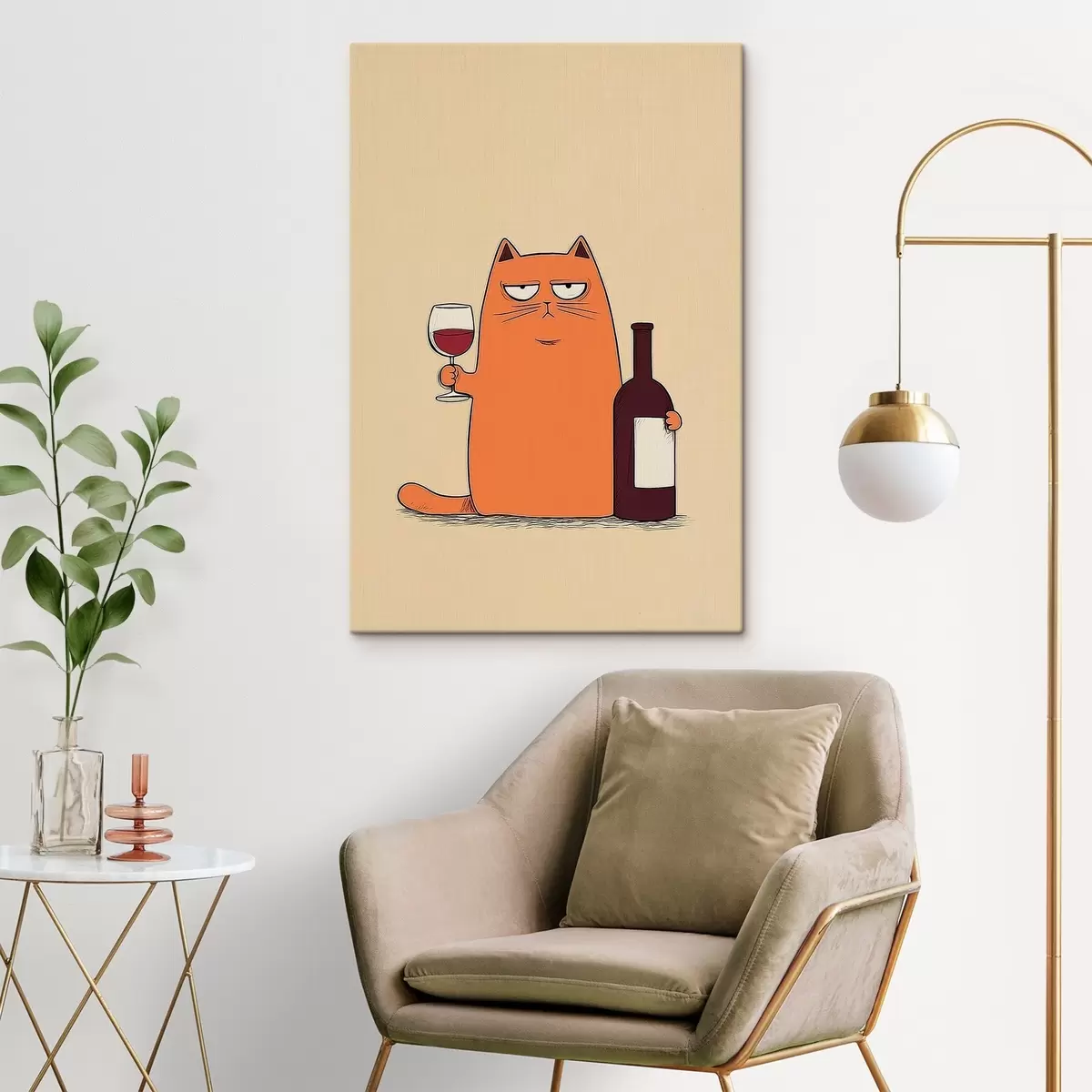  Schilderijen Kat met wijn s46250