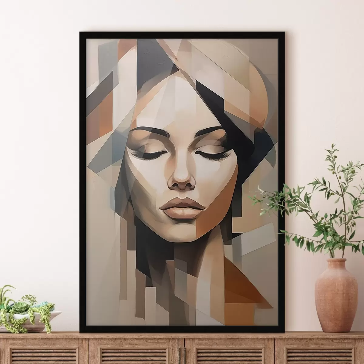 Poster Geometrisch vrouwelijk portret f46220