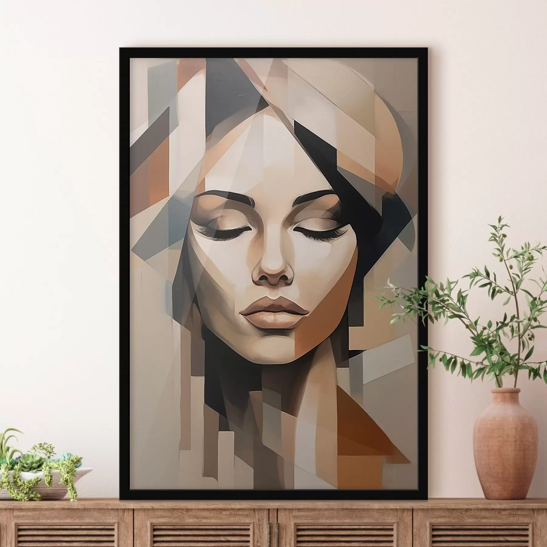 Fotobehang Geometrisch vrouwelijk portret f46220