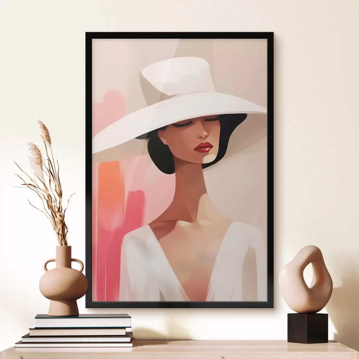 Poster Vrouw met hoed f46229