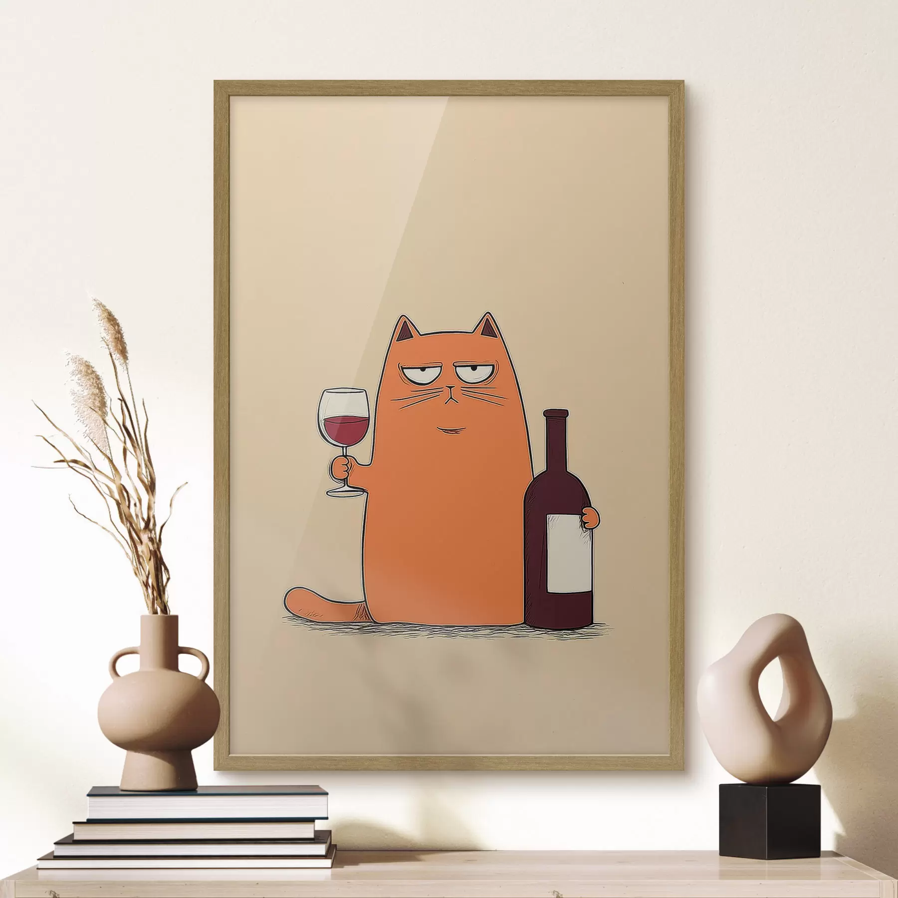 Fotobehang Kat met wijn f46250