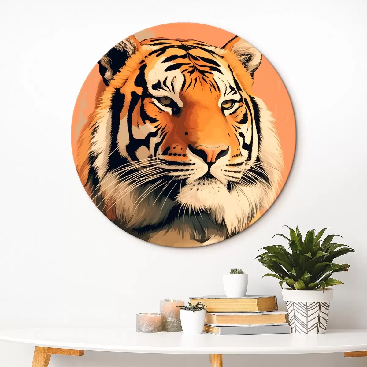Ronde schilderijen Tijger r46205