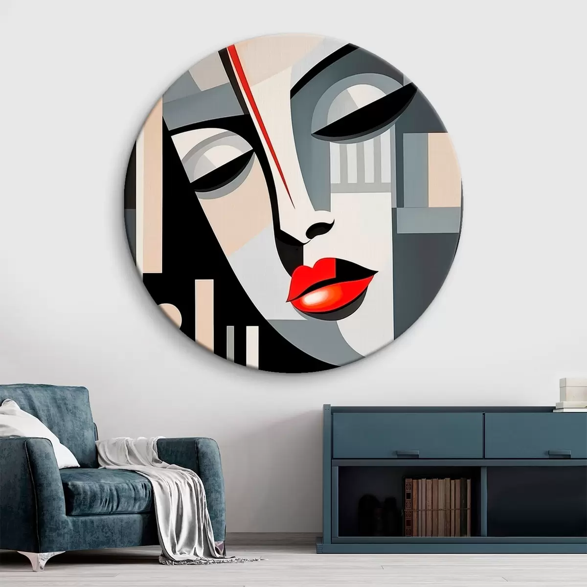 Ronde schilderijen Abstract gezicht r46213