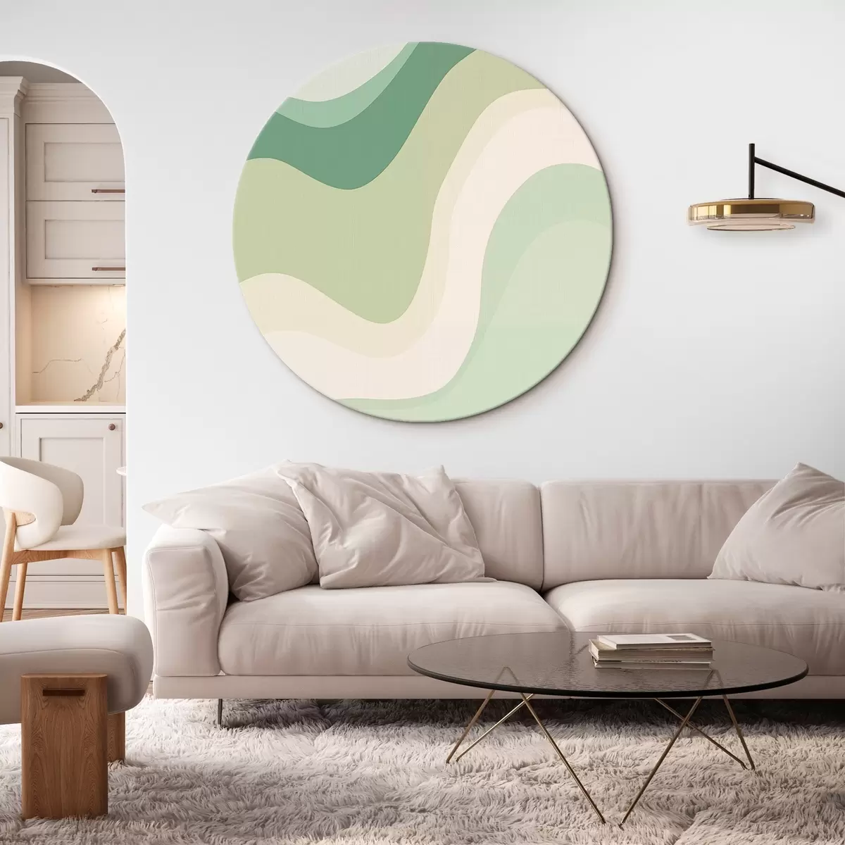Ronde schilderijen Abstracte golven r46214