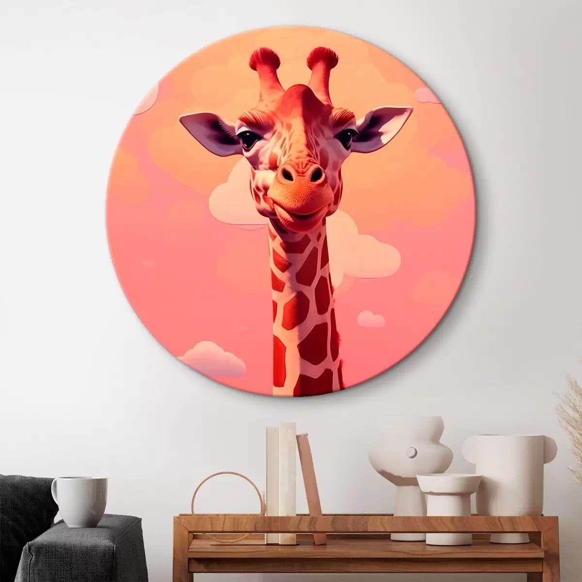 Ronde schilderijen Giraffe r46221