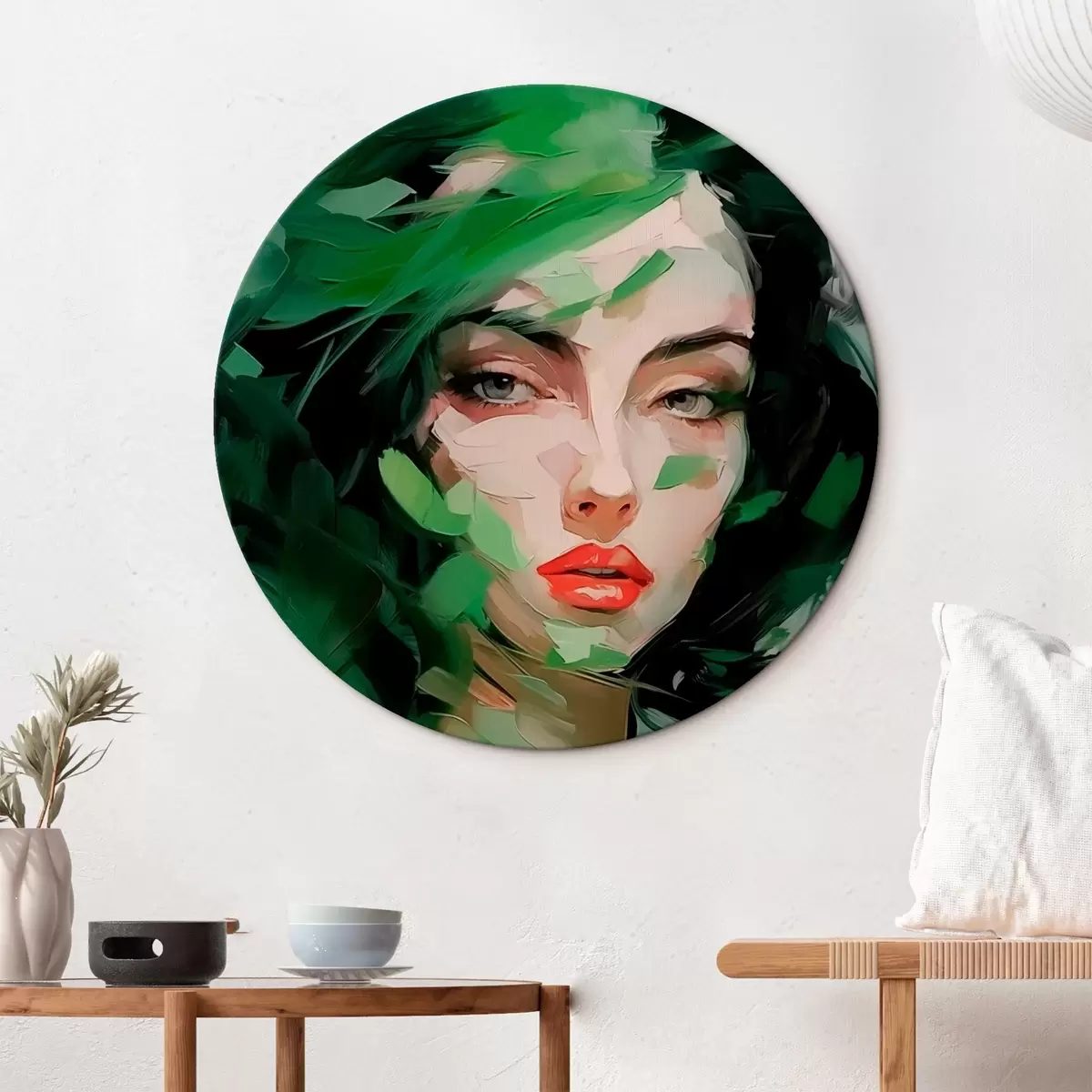 Ronde schilderijen Abstract vrouwenportret r46224