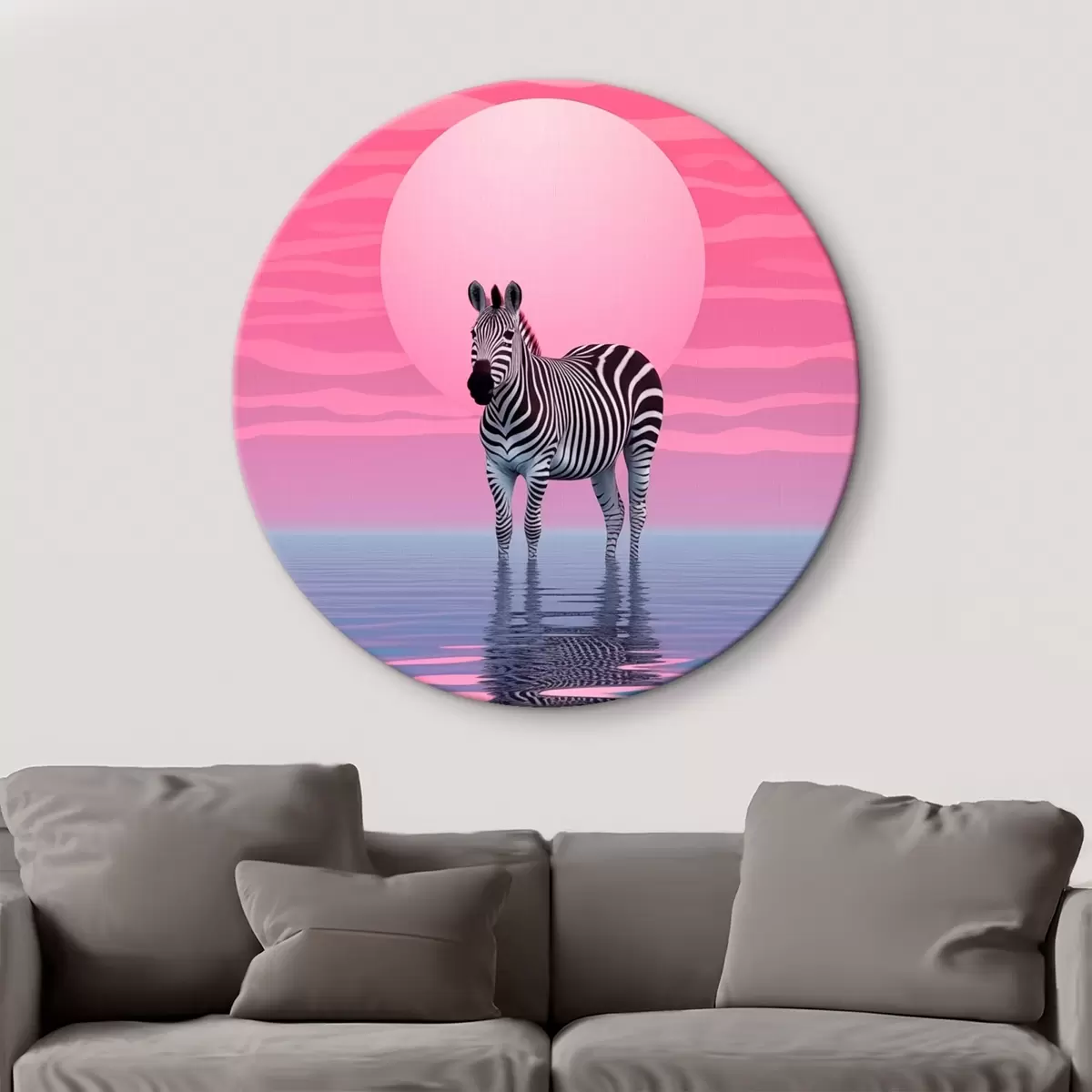 Ronde schilderijen Zebra bij zonsondergang r46230