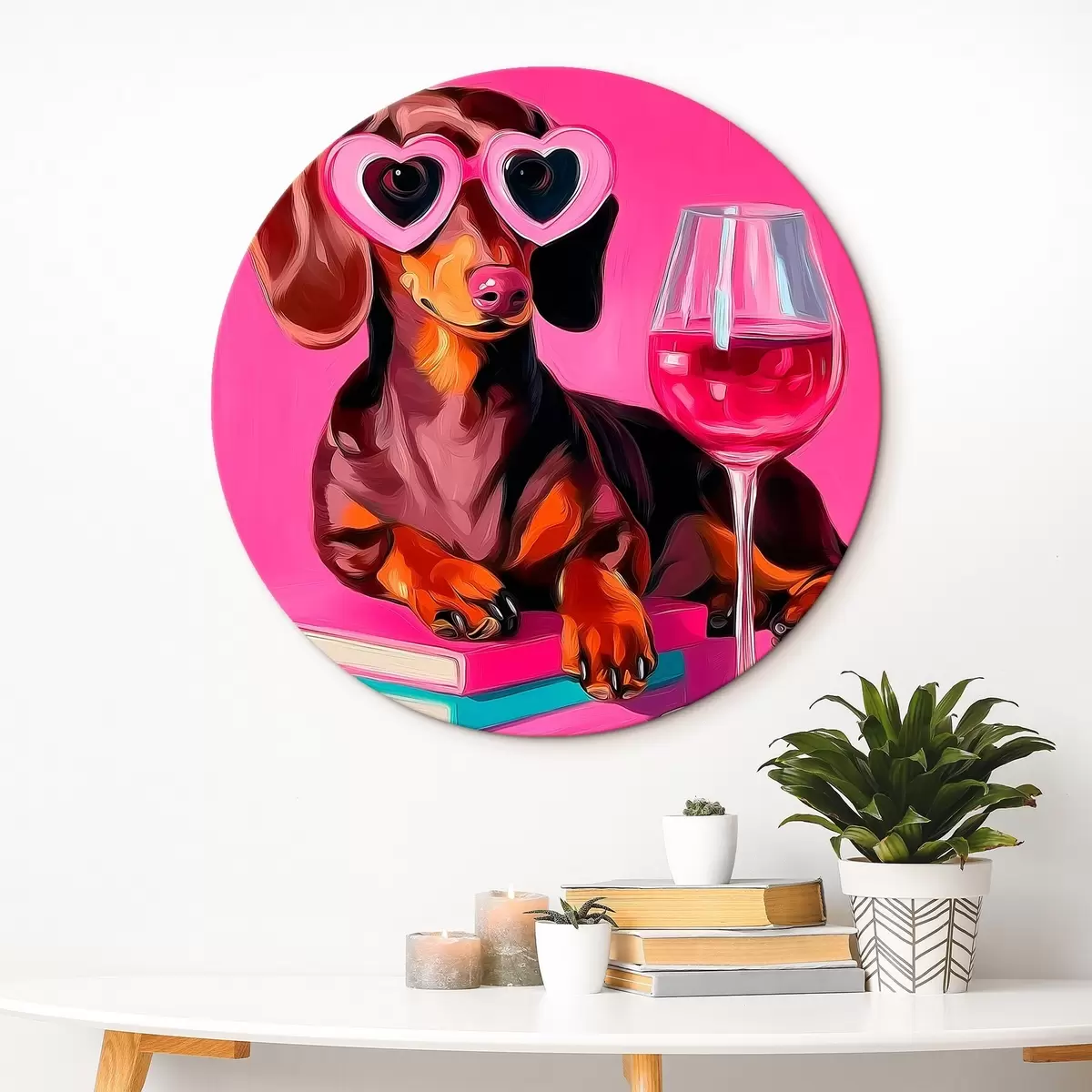 Ronde schilderijen Hond met bril r46234
