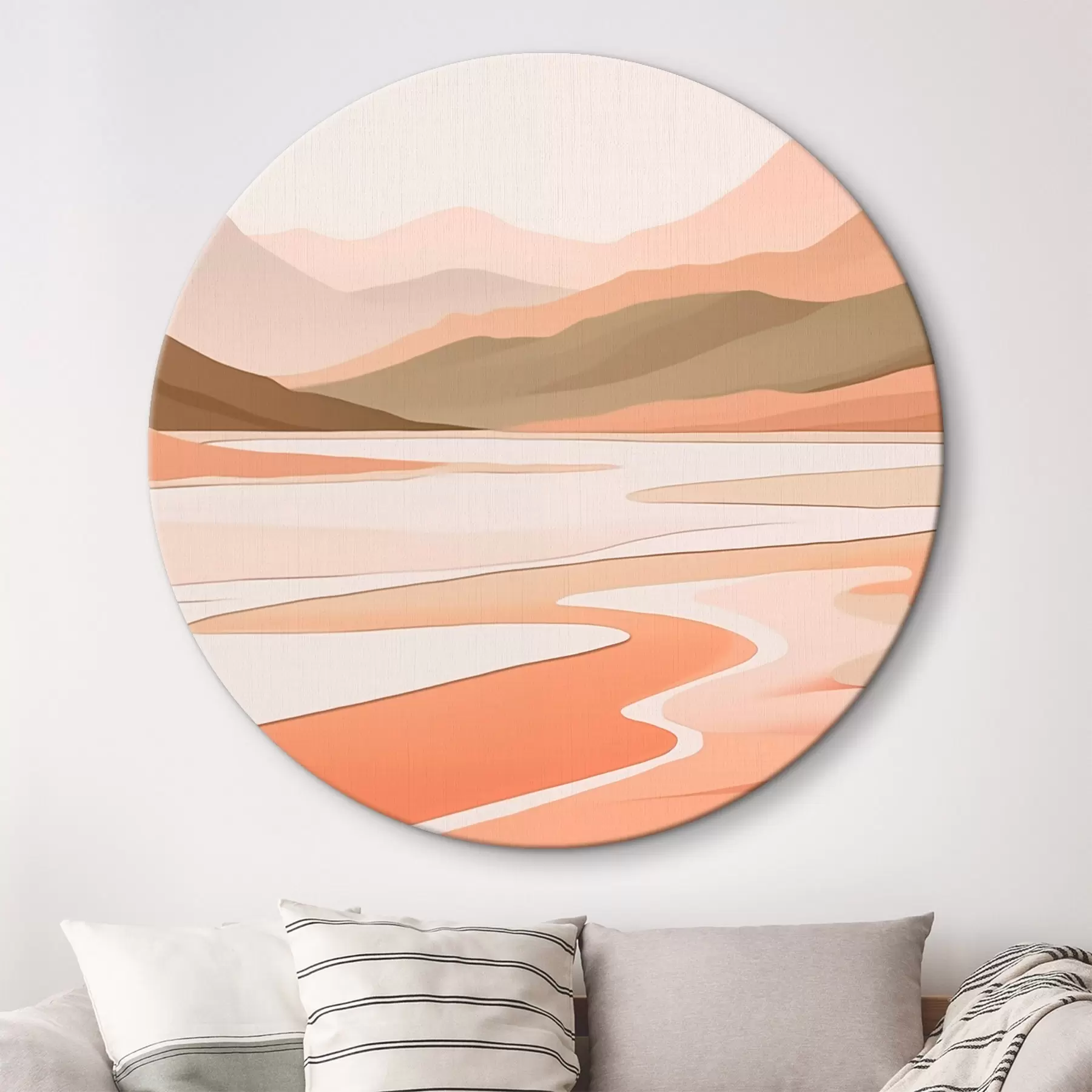  Schilderijen Abstract landschap met bergen en rivier r46249