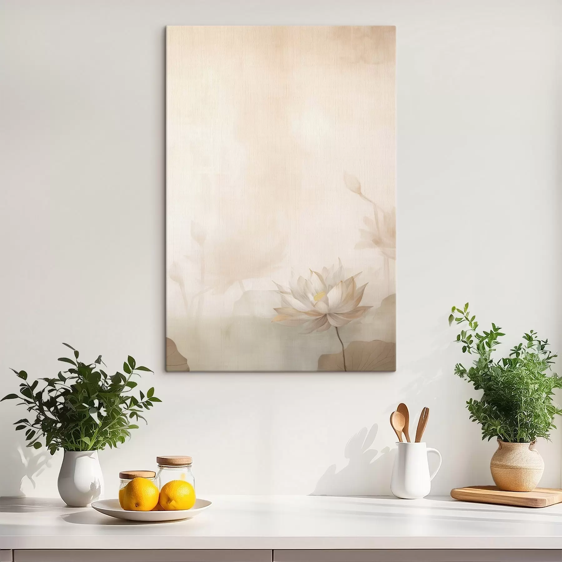  Schilderijen Lotusbloem op een lichte achtergrond s46070