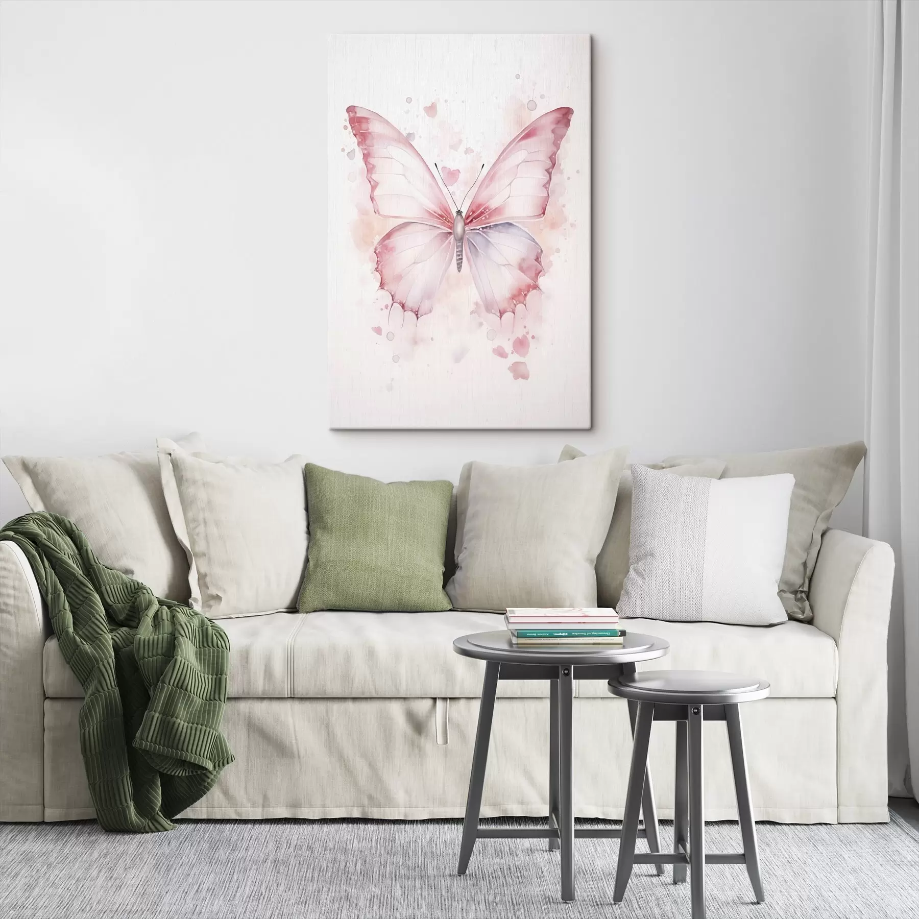  Schilderijen Roze vlinder, aquareltechniek s46073