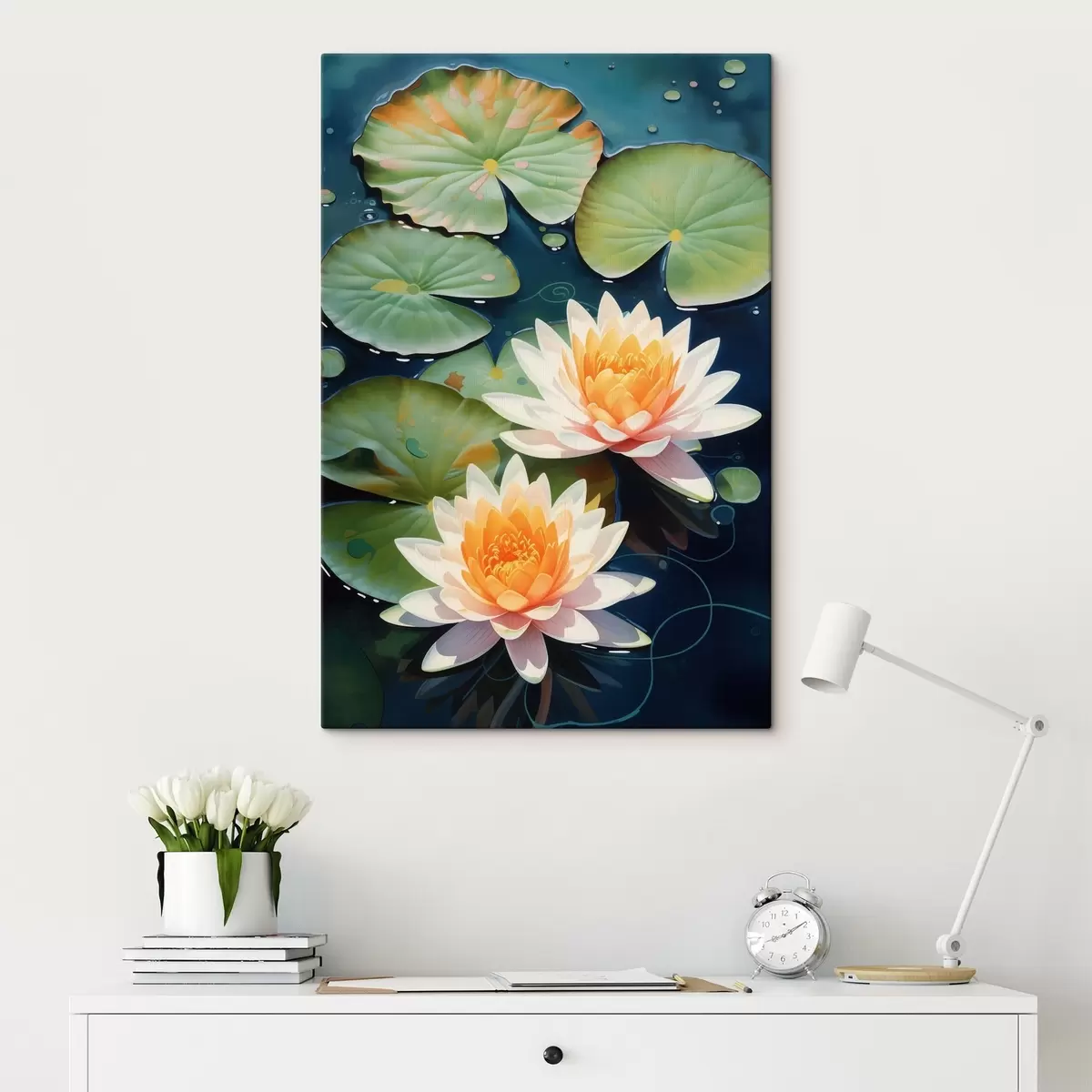  Schilderijen Twee lotusbloemen s46084