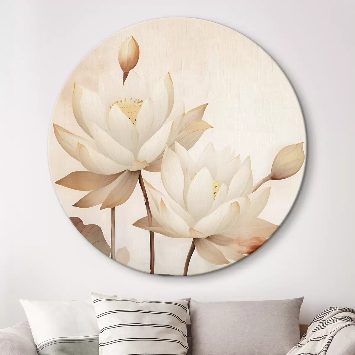Ronde schilderijen Grote lotusbloemen r46069