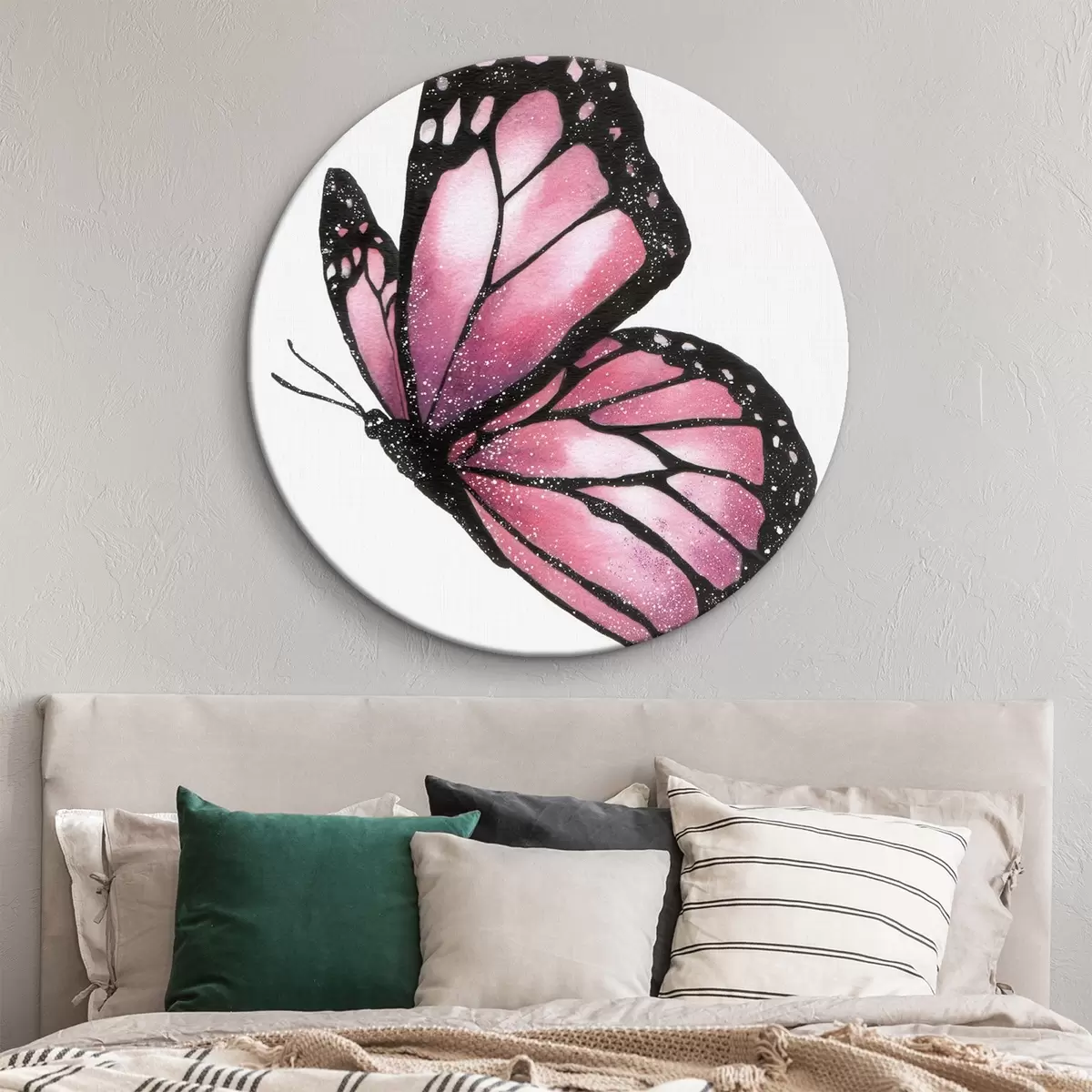 Ronde schilderijen Luxe vlinder, imitatie aquarel r46074