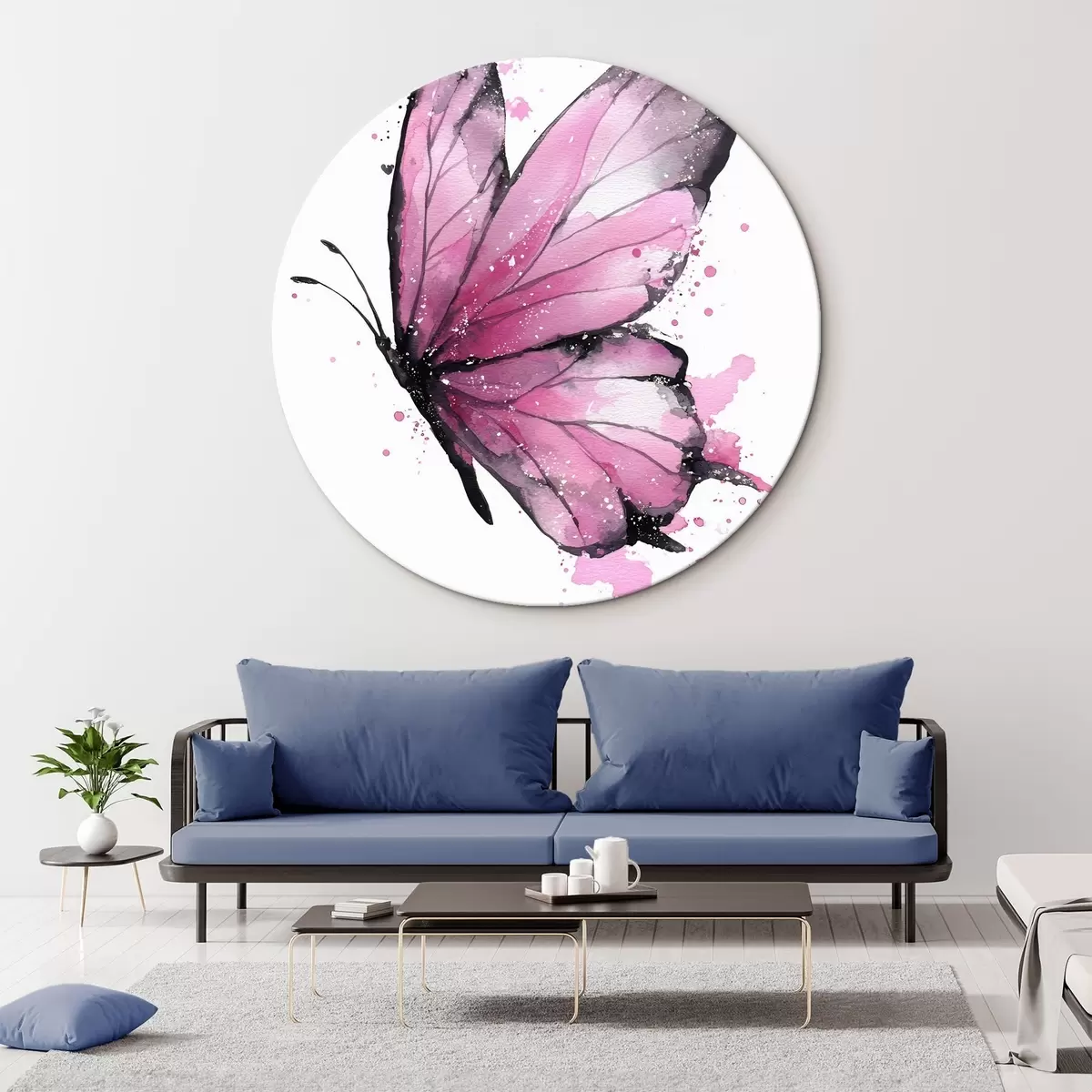 Ronde schilderijen Vlinder r46075