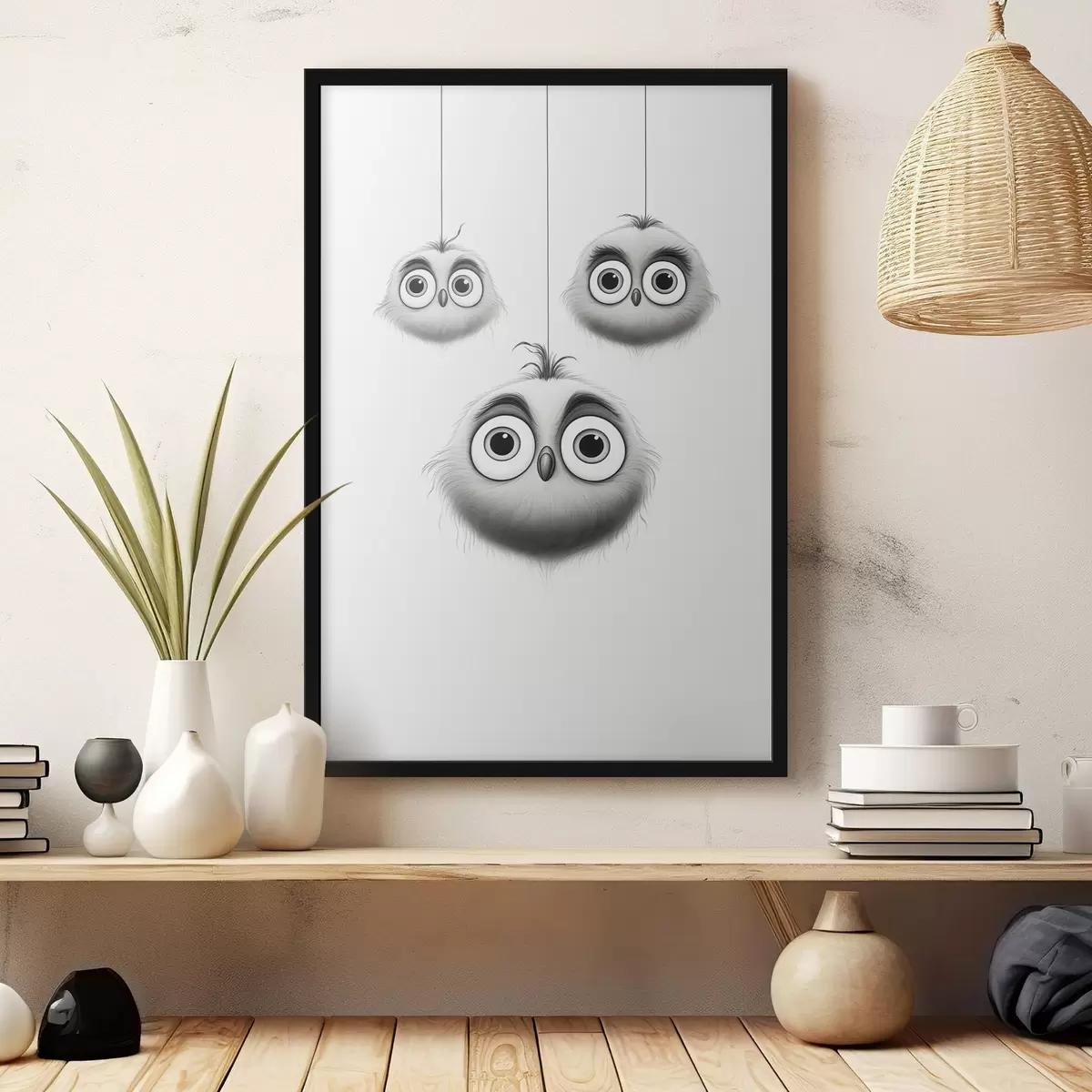 Poster Drie schattige vogeltjes f46072