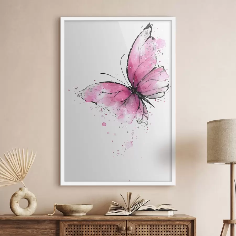 Fotobehang Roze vlinder f46076